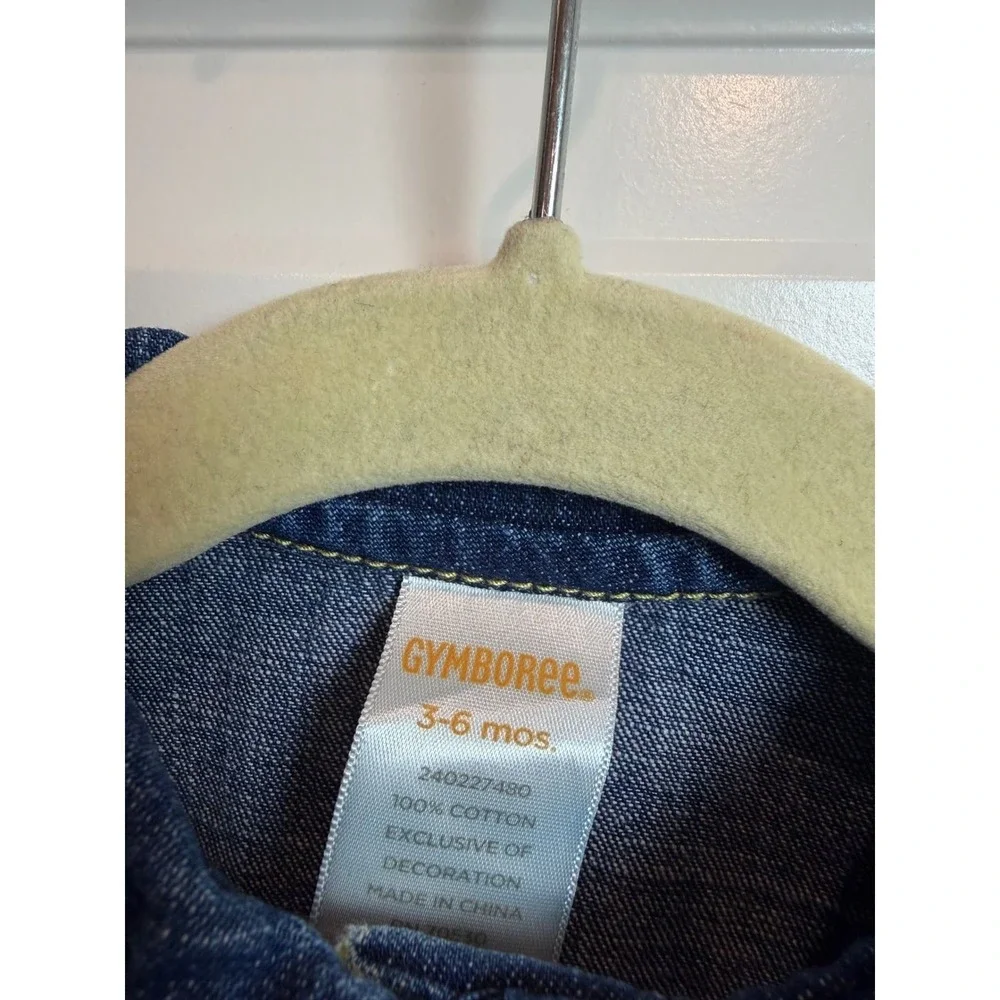 Gymboree Baby Girl Denim Snap Front Dress Dark Wash 3-6 Months Blue Puff  Y2K